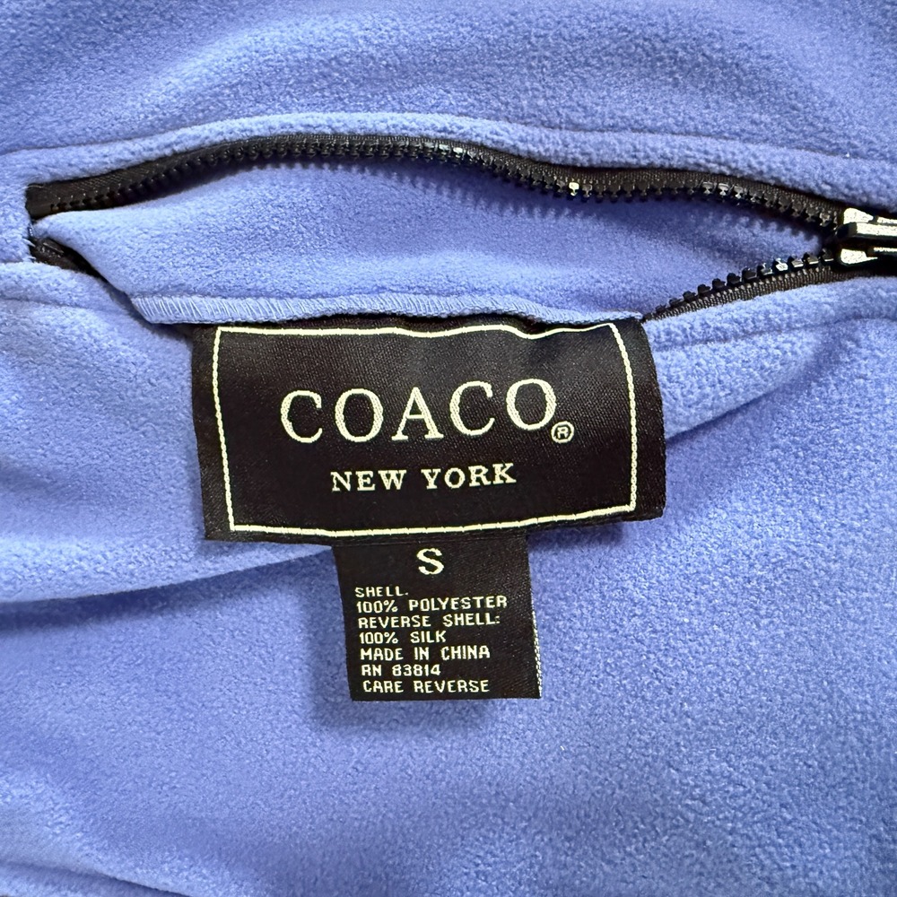 COACO NEW YORK Reversible Fleece & Silk Vest Womens Size S Blue Black - Picture 5 of 5